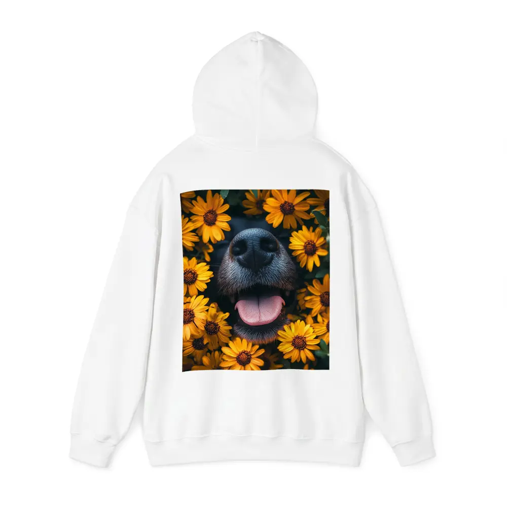 Happy Dog Nose Surrounded By Yellow Flowers – Hoodies