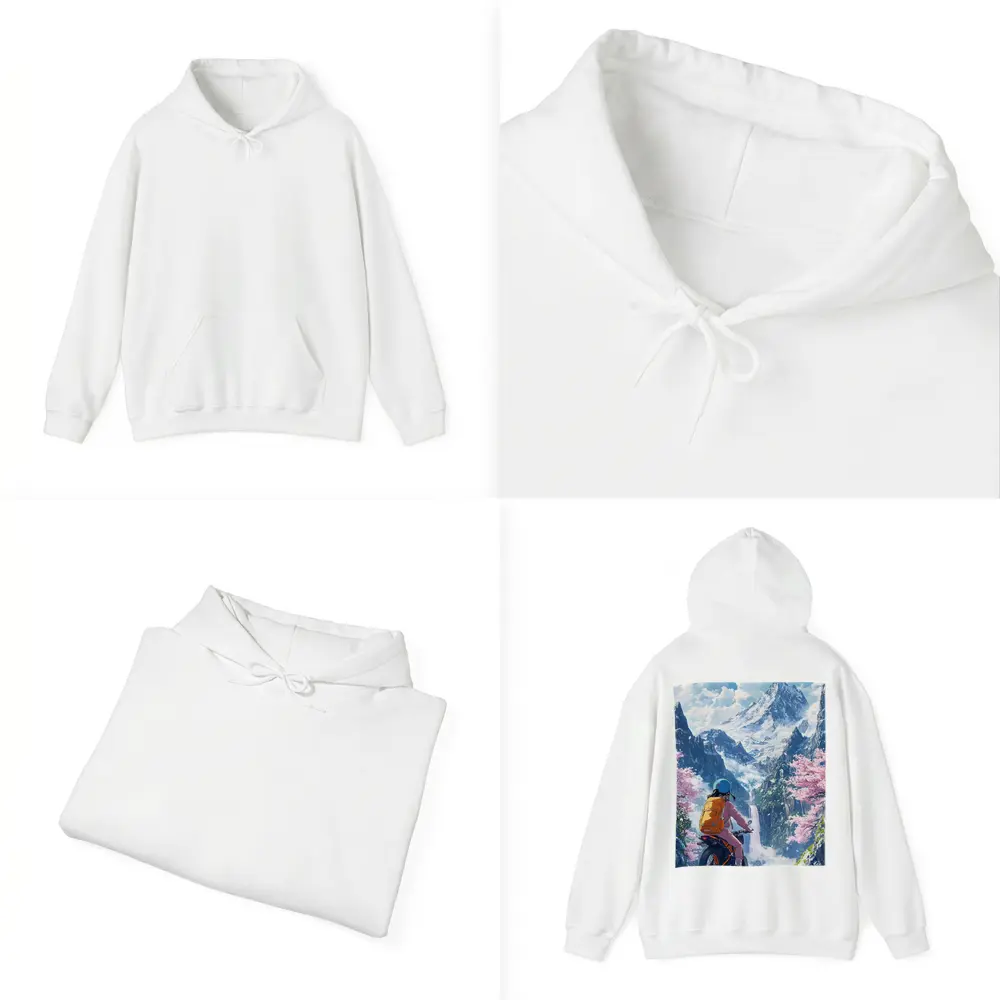Anime Cyclist Riding Through Cherry Blossom Mountains – Hoodies