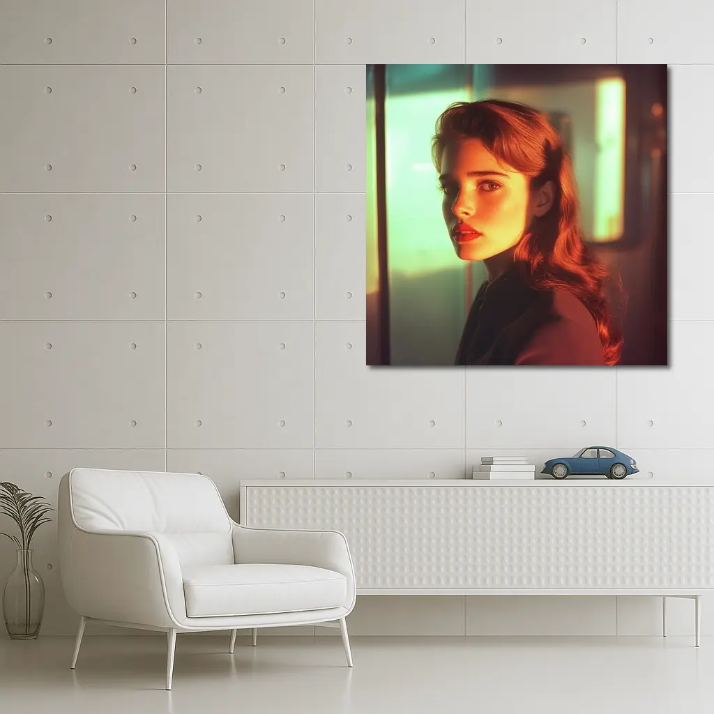 Retro Woman Portrait Warm Cinematic Light – Wall Art