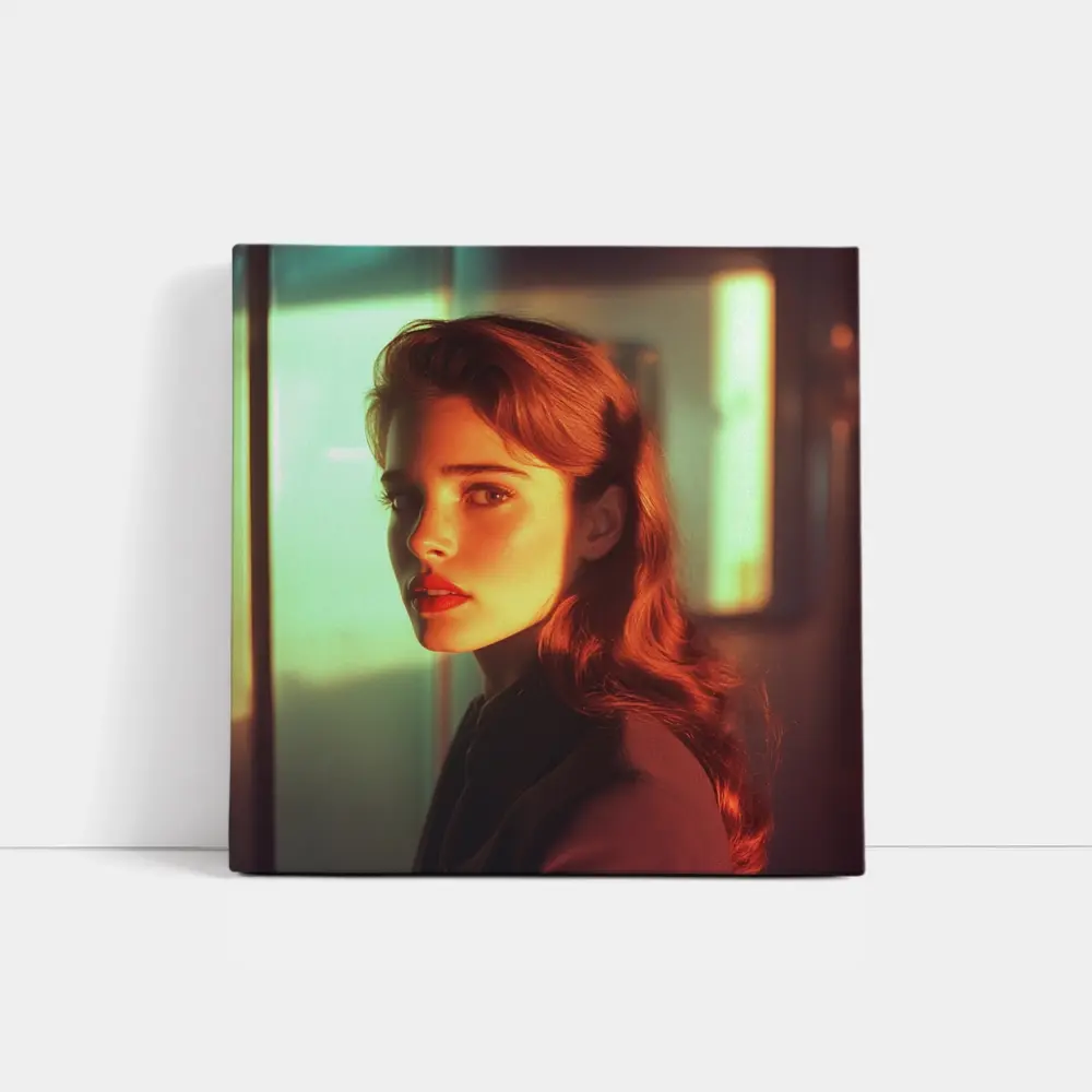 Retro Woman Portrait Warm Cinematic Light – Wall Art