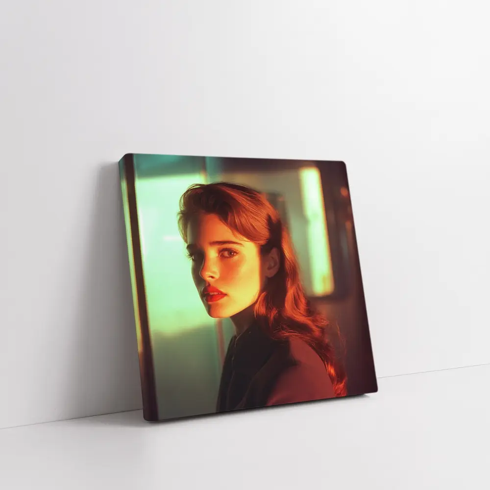 Retro Woman Portrait Warm Cinematic Light – Wall Art