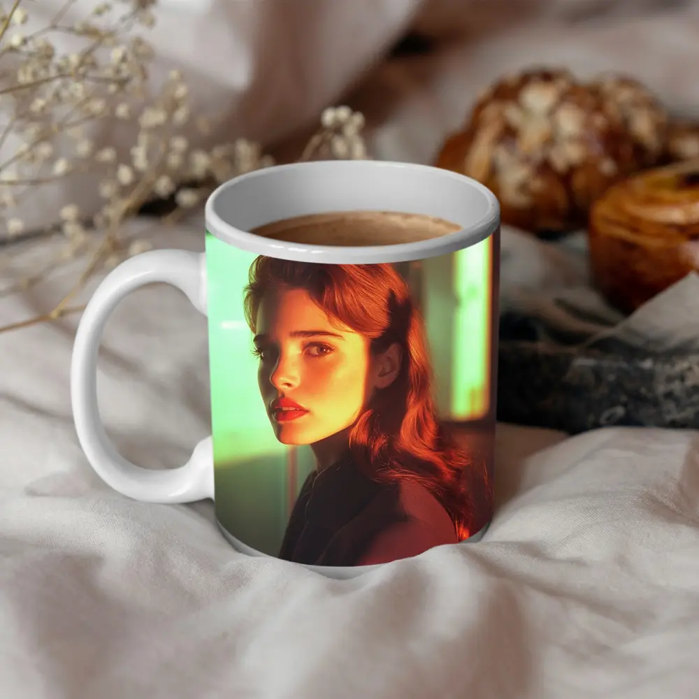 Retro Woman Portrait Warm Cinematic Light – Mugs