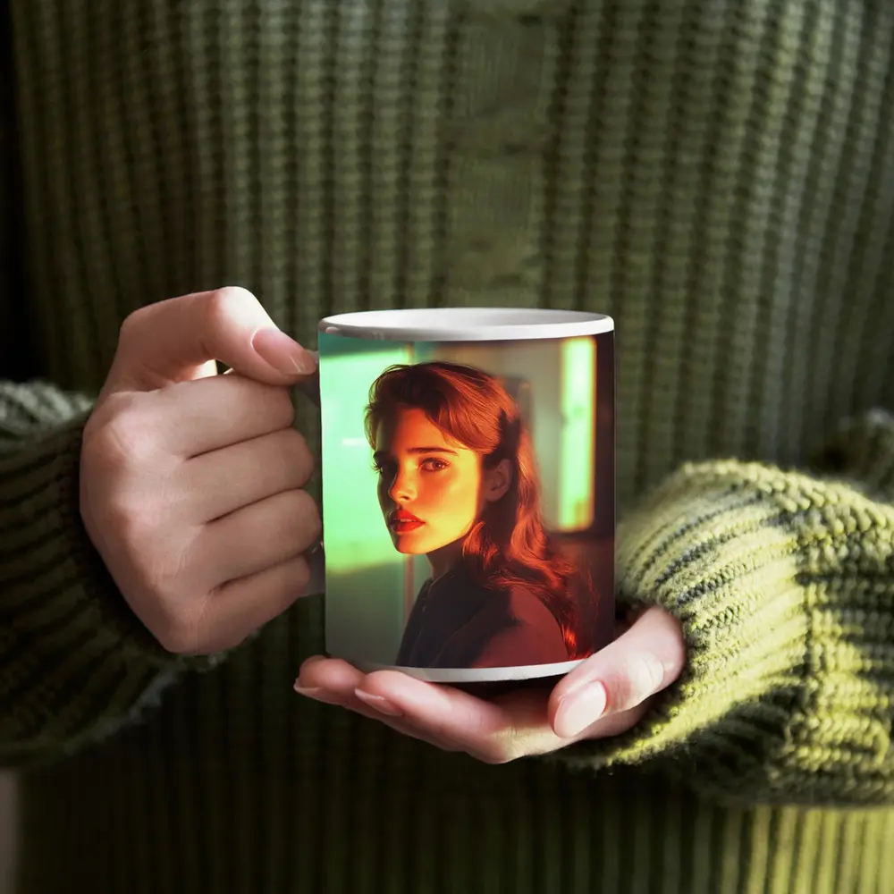 Retro Woman Portrait Warm Cinematic Light – Mugs
