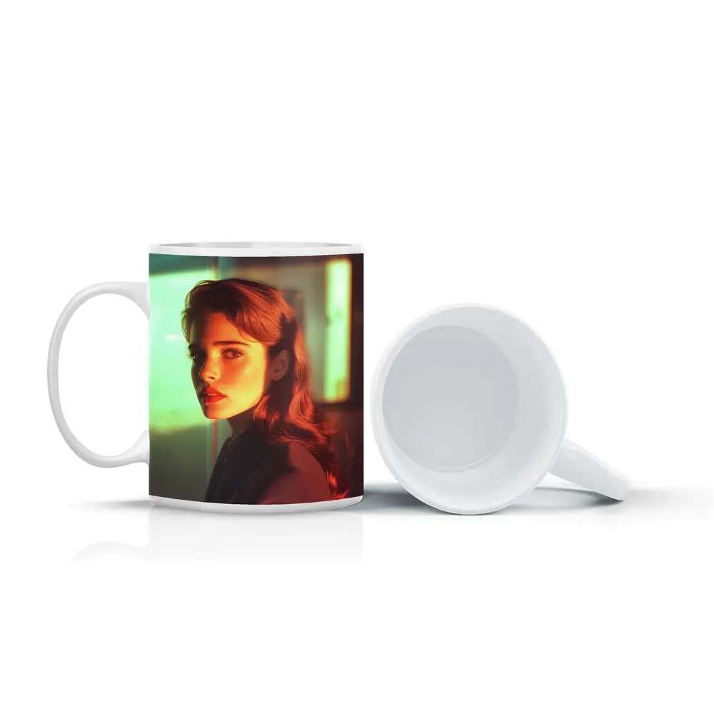 Retro Woman Portrait Warm Cinematic Light – Mugs