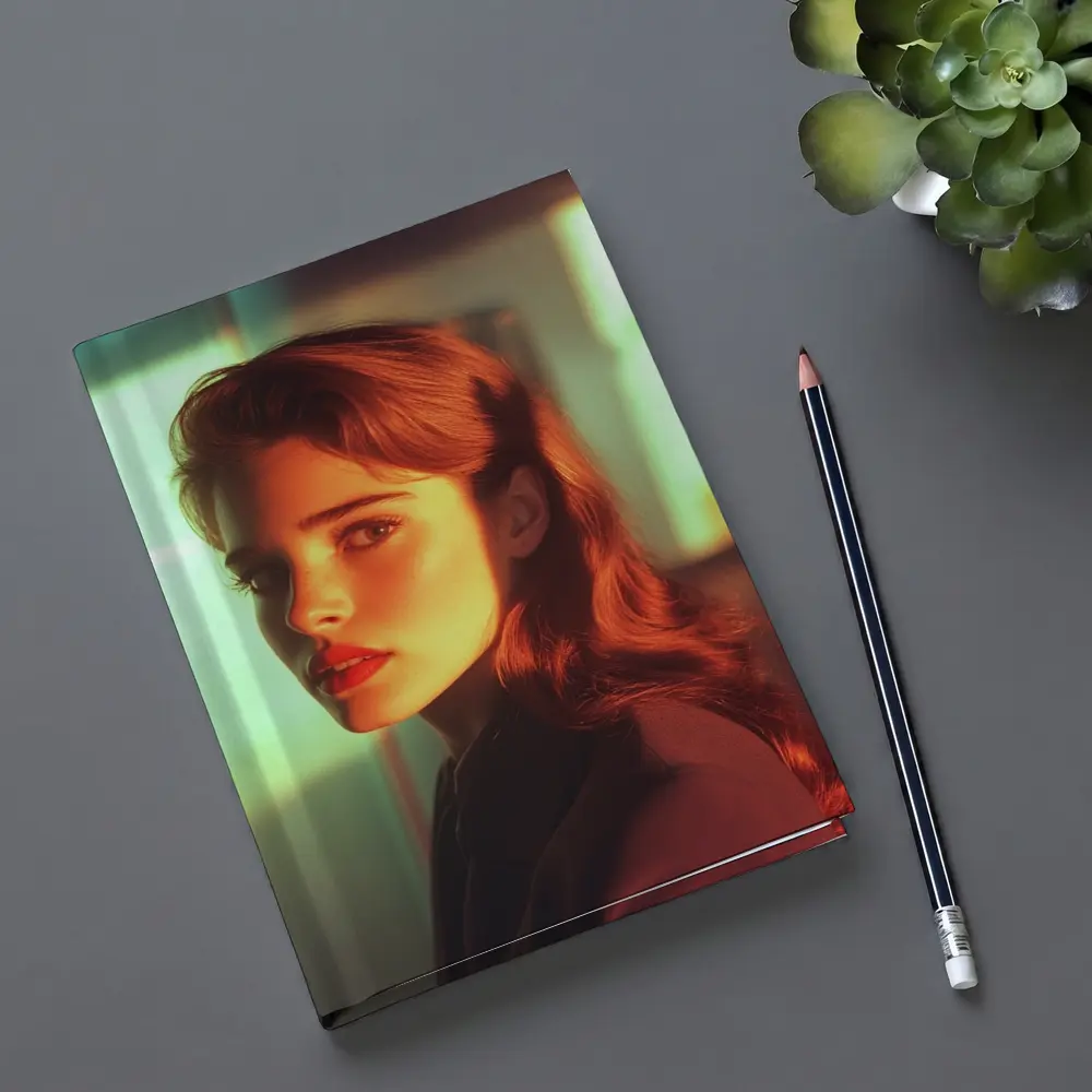 Retro Woman Portrait Warm Cinematic Light – Notebooks