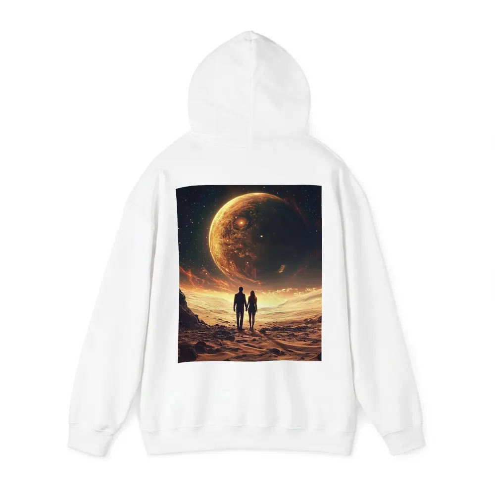 Couple Holding Hands Beneath Giant Planet – Hoodies