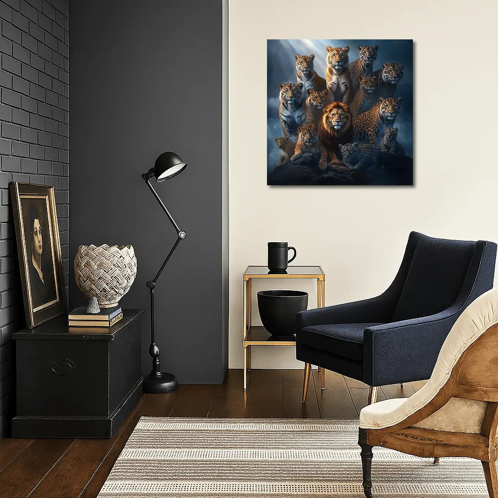 Lions Tigers Leopards Big Cats Dark Misty – Wall Art