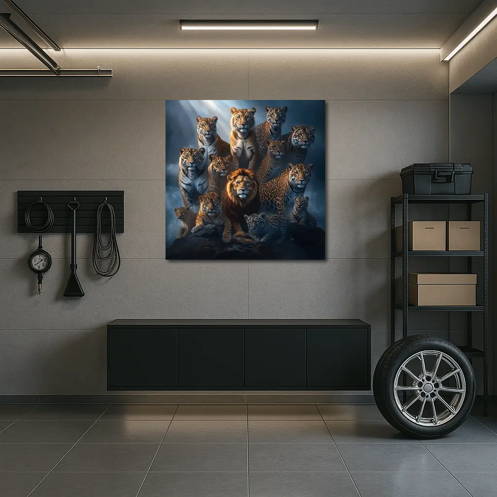 Lions Tigers Leopards Big Cats Dark Misty – Wall Art