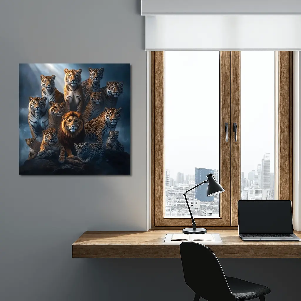 Lions Tigers Leopards Big Cats Dark Misty – Wall Art
