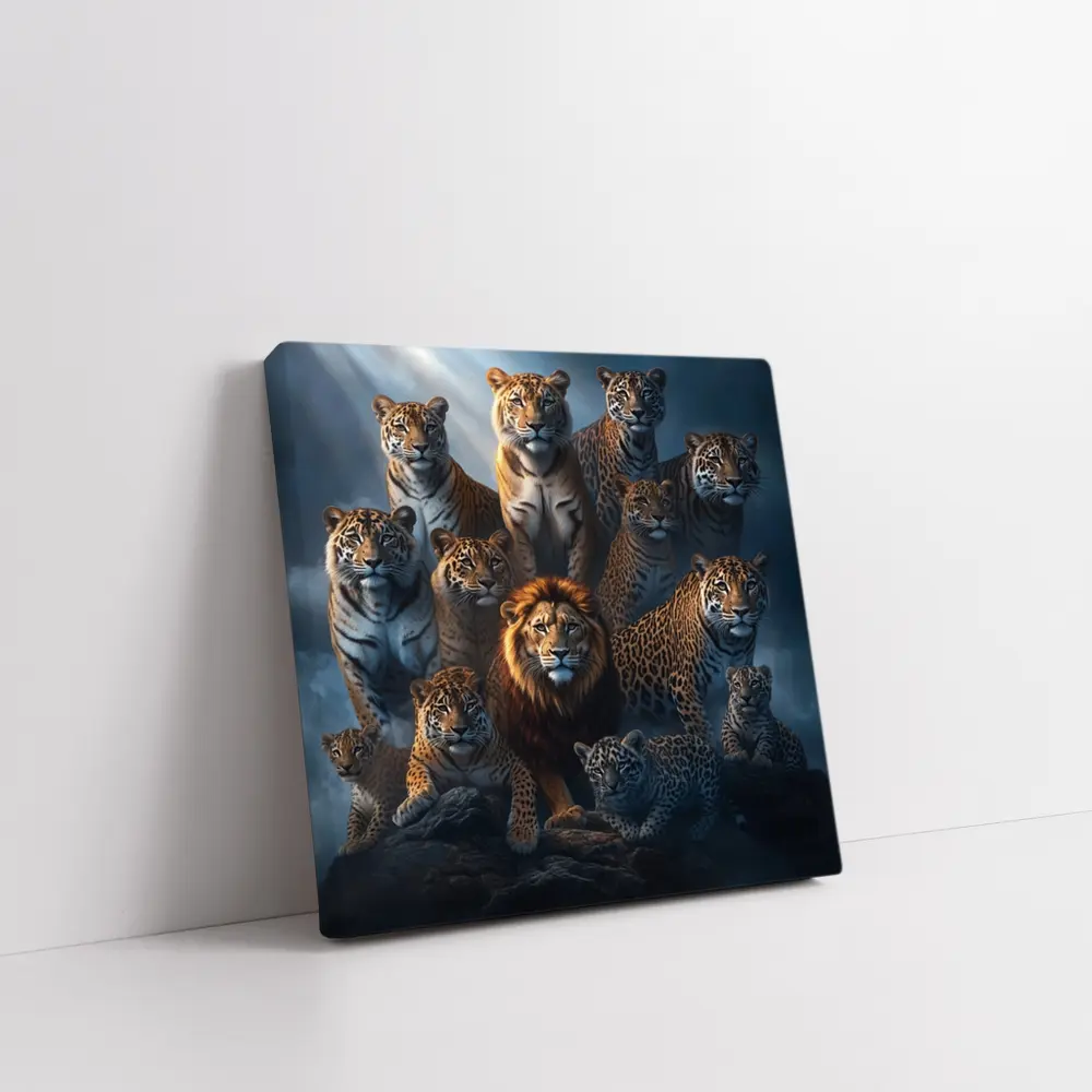 Lions Tigers Leopards Big Cats Dark Misty – Wall Art