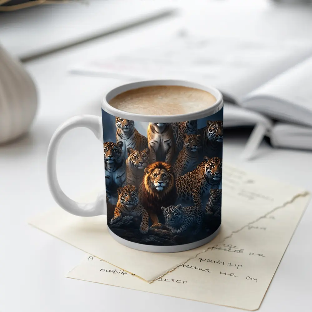 Lions Tigers Leopards Big Cats Dark Misty – Mugs