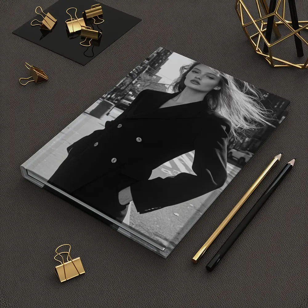 Woman Black Suit City Street Portrait – Notebooks