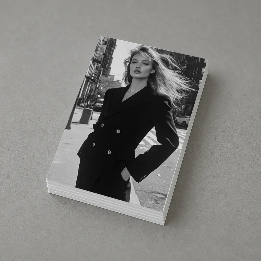Woman Black Suit City Street Portrait – Postcards