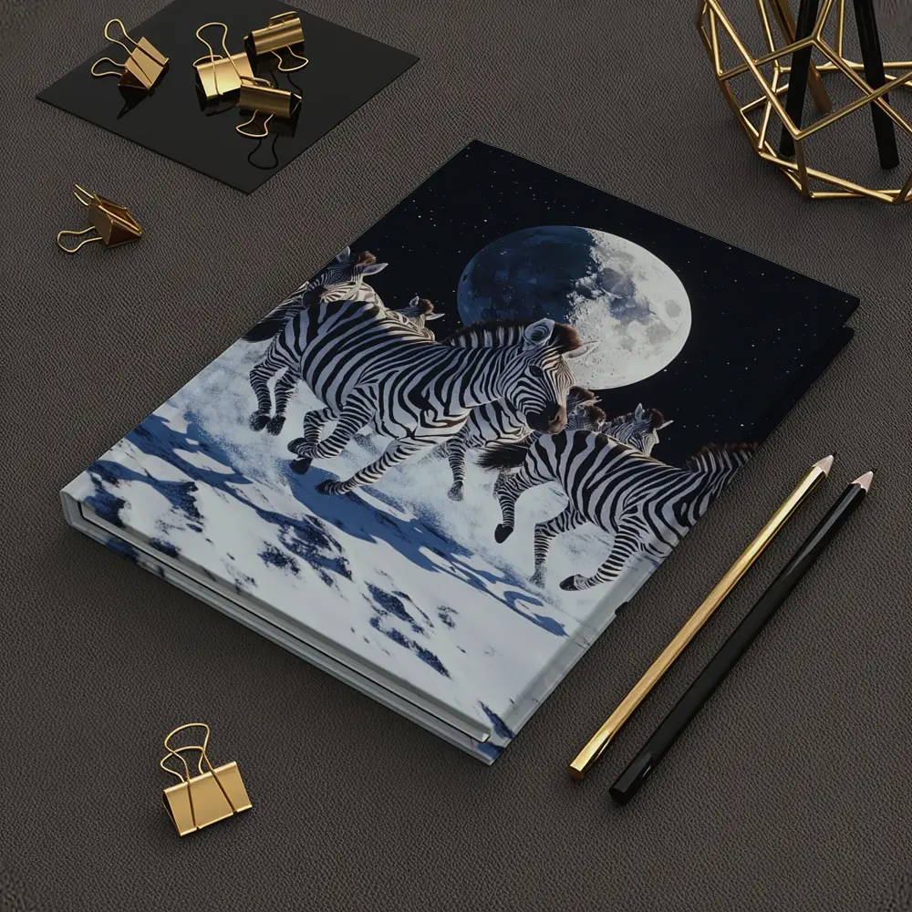 Zebras Running on Moon Starry Night – Notebooks