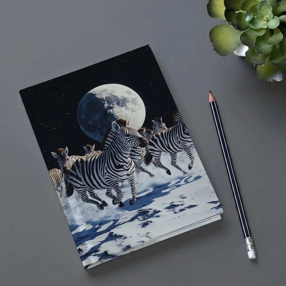 Zebras Running on Moon Starry Night – Notebooks