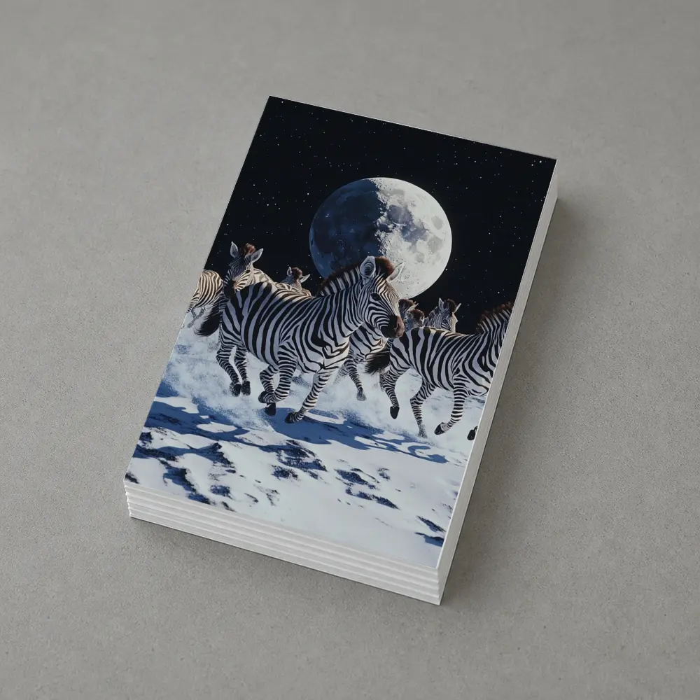 Zebras Running on Moon Starry Night – Postcards