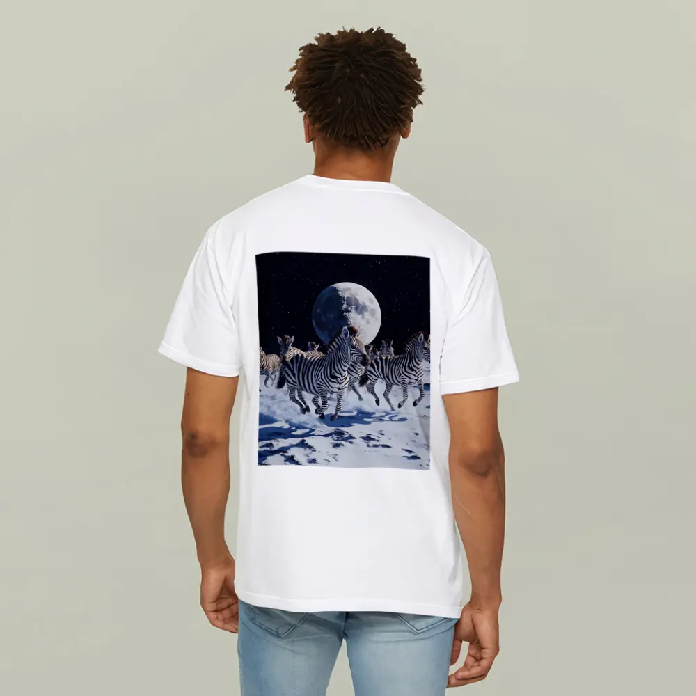 Zebras Running on Moon Starry Night – T-Shirts