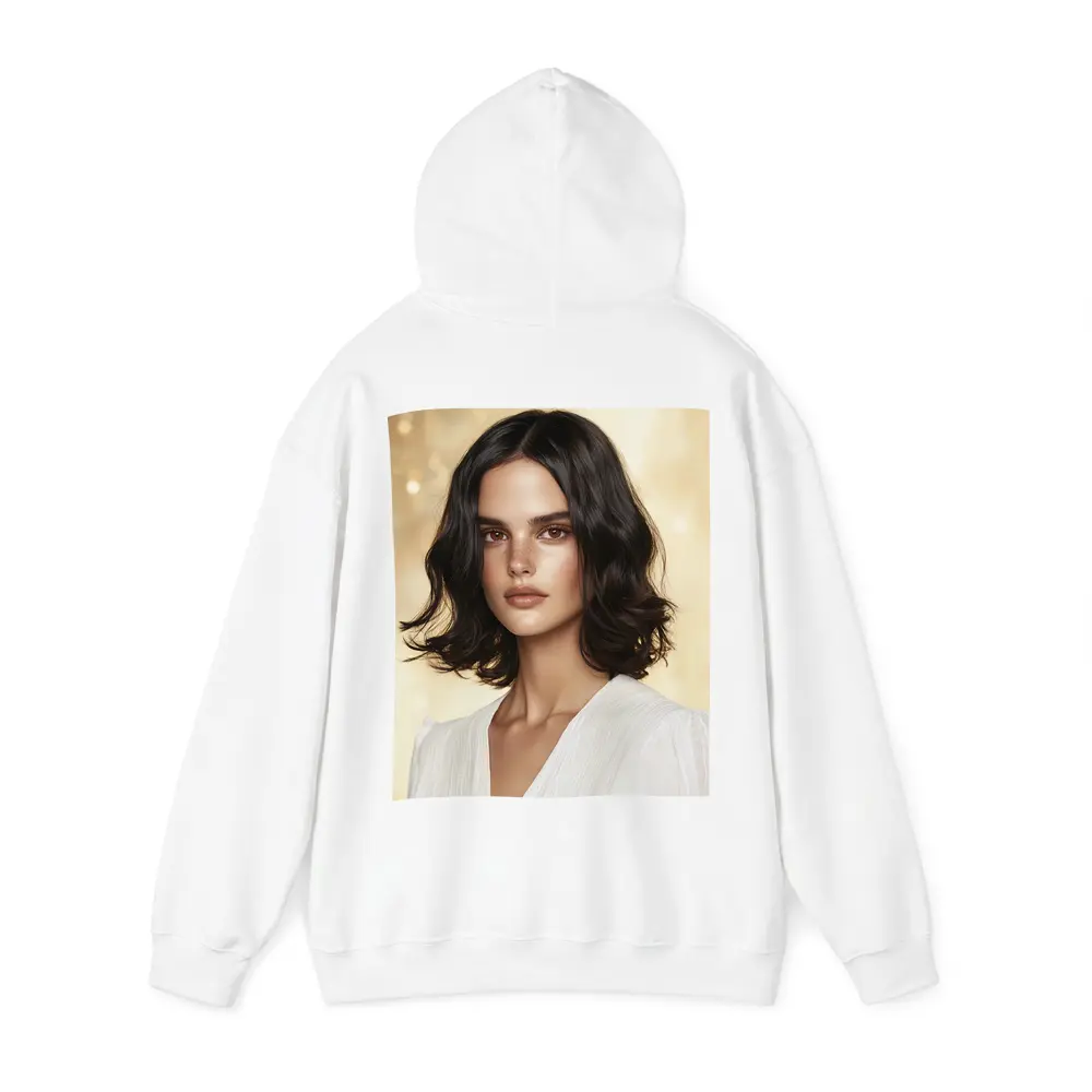 Dark Haired Woman Portrait Gold Background – Hoodies