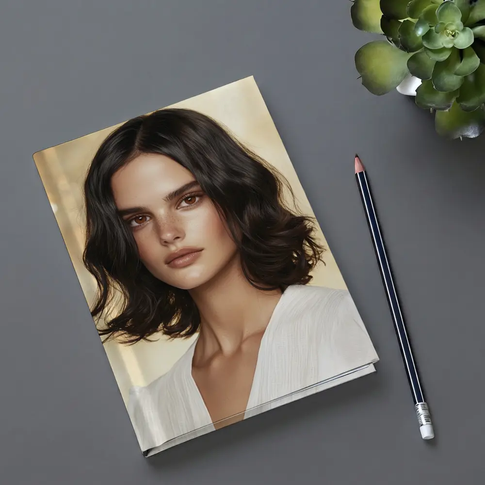 Dark Haired Woman Portrait Gold Background – Notebooks