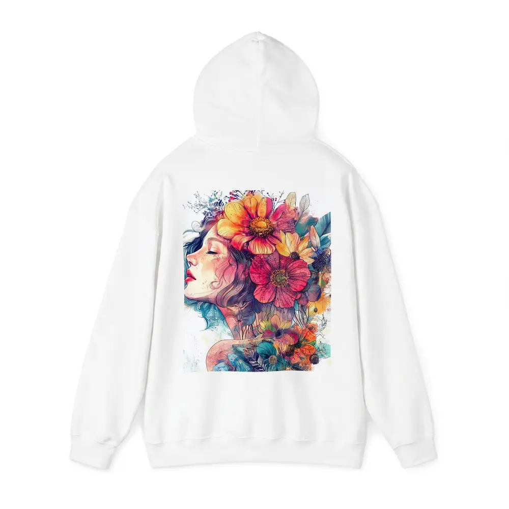 Woman Portrait Floral Crown Watercolor Art – Hoodies