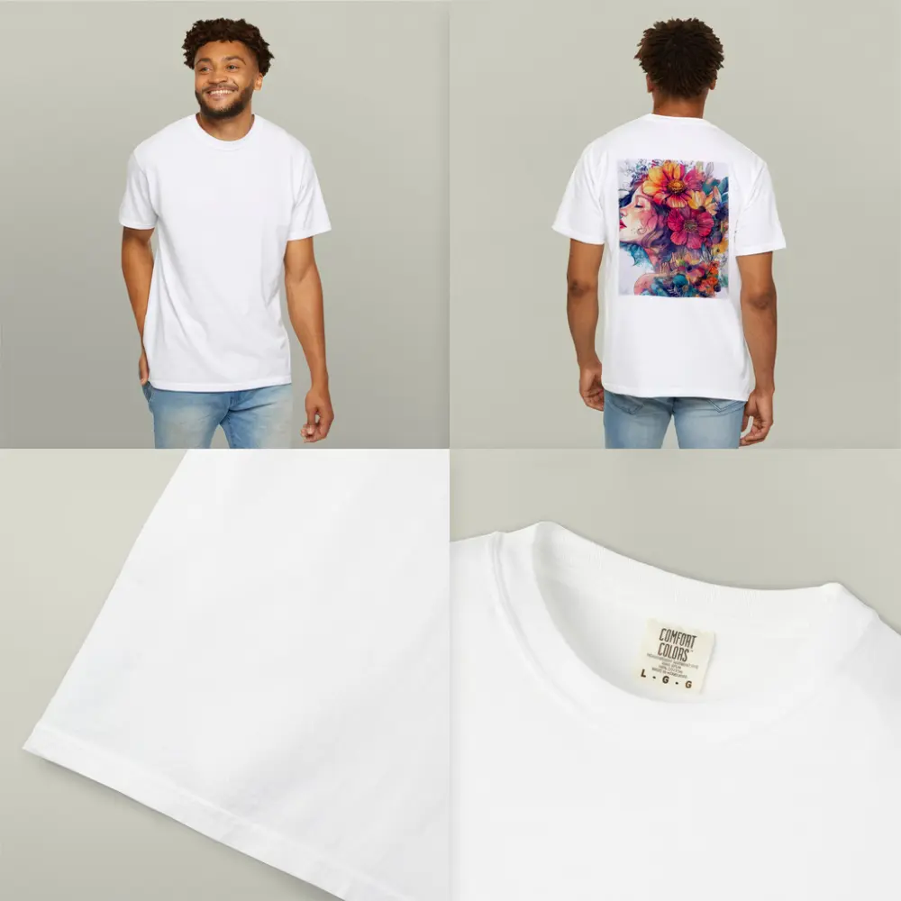 Woman Portrait Floral Crown Watercolor Art – T-Shirts
