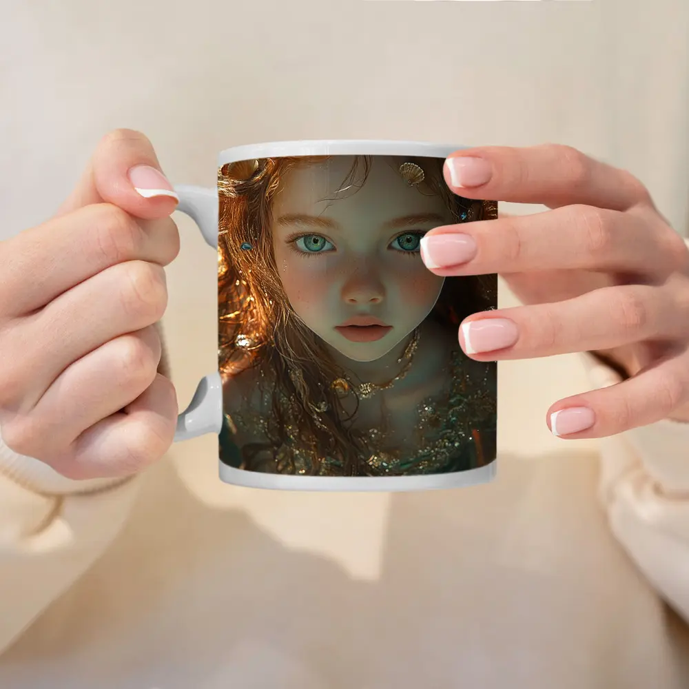Little Mermaid Girl With Seashells Underwater – Mugs