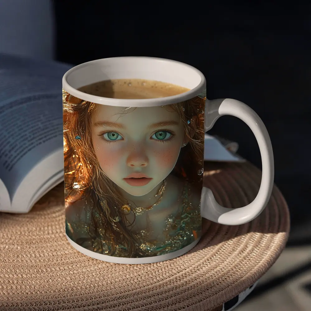 Little Mermaid Girl With Seashells Underwater – Mugs
