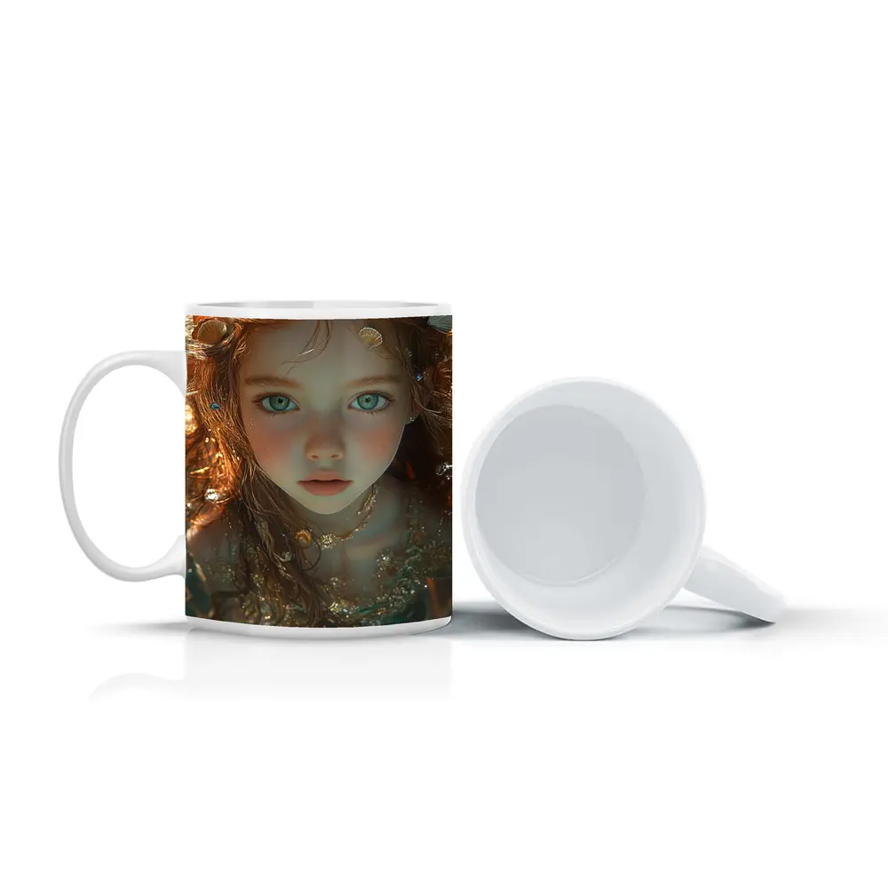 Little Mermaid Girl With Seashells Underwater – Mugs
