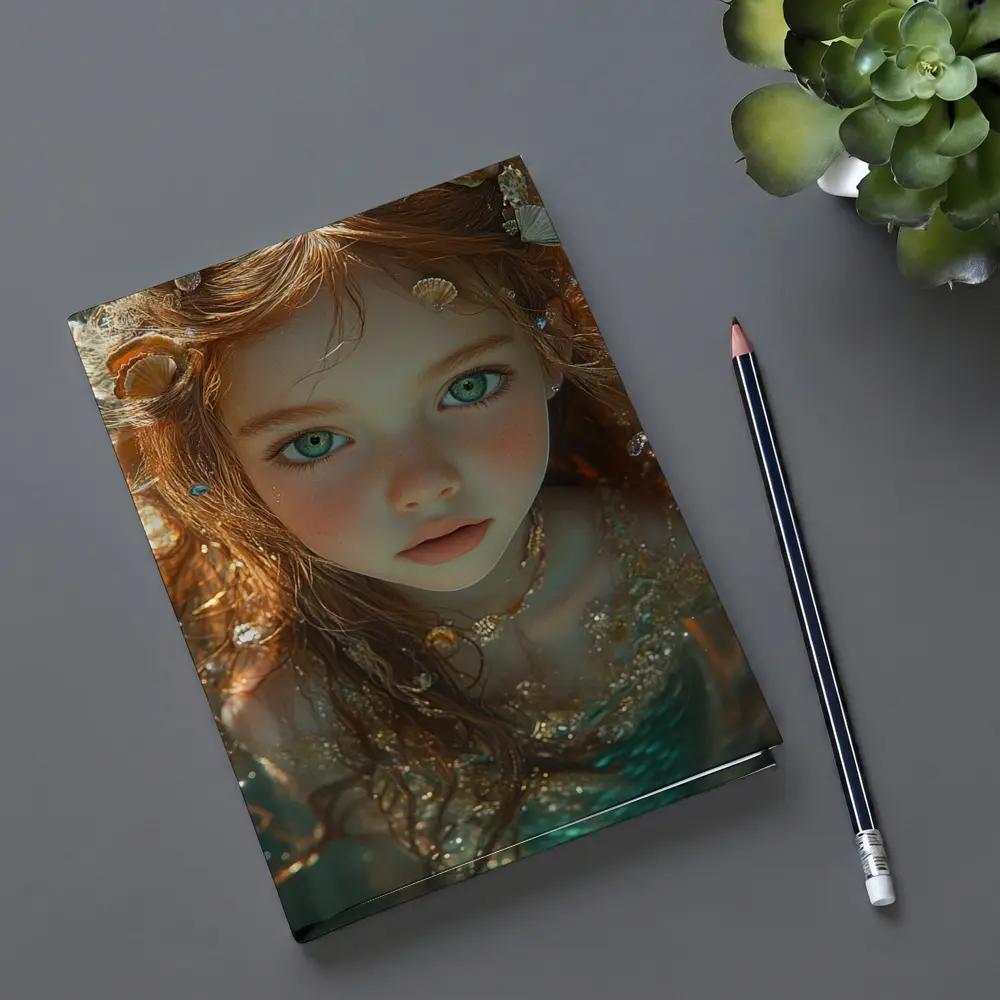 Little Mermaid Girl With Seashells Underwater – Notebooks