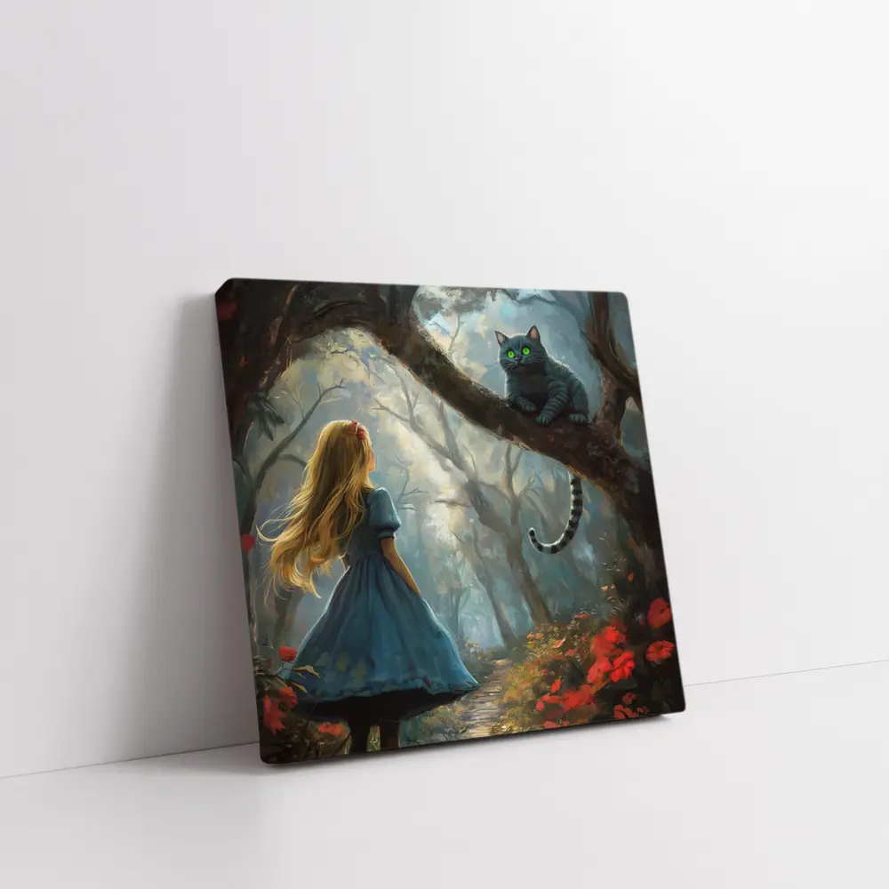 Alice And Cheshire Cat Dark Fantasy Forest – Wall Art