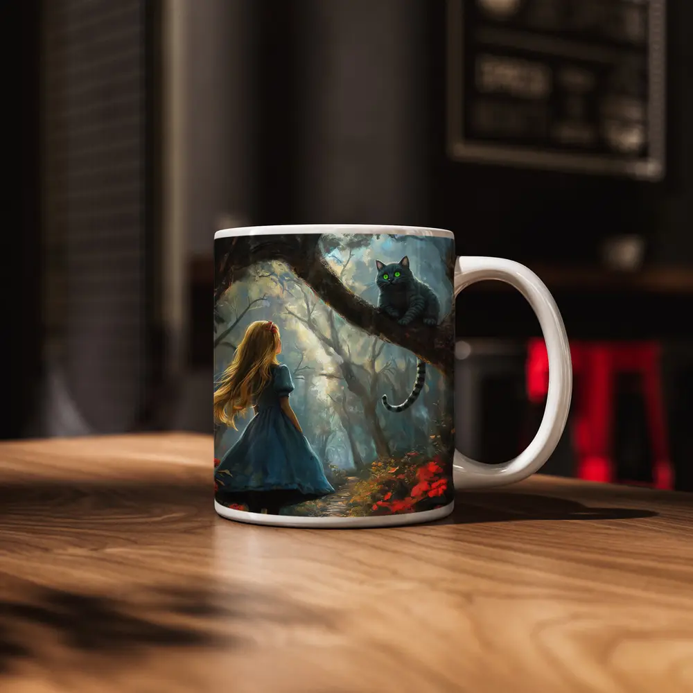 Alice And Cheshire Cat Dark Fantasy Forest – Mugs