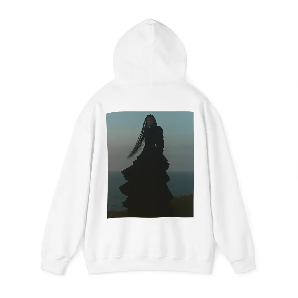 Dark Gothic Woman Black Dress Cliffside Ocean – Hoodies