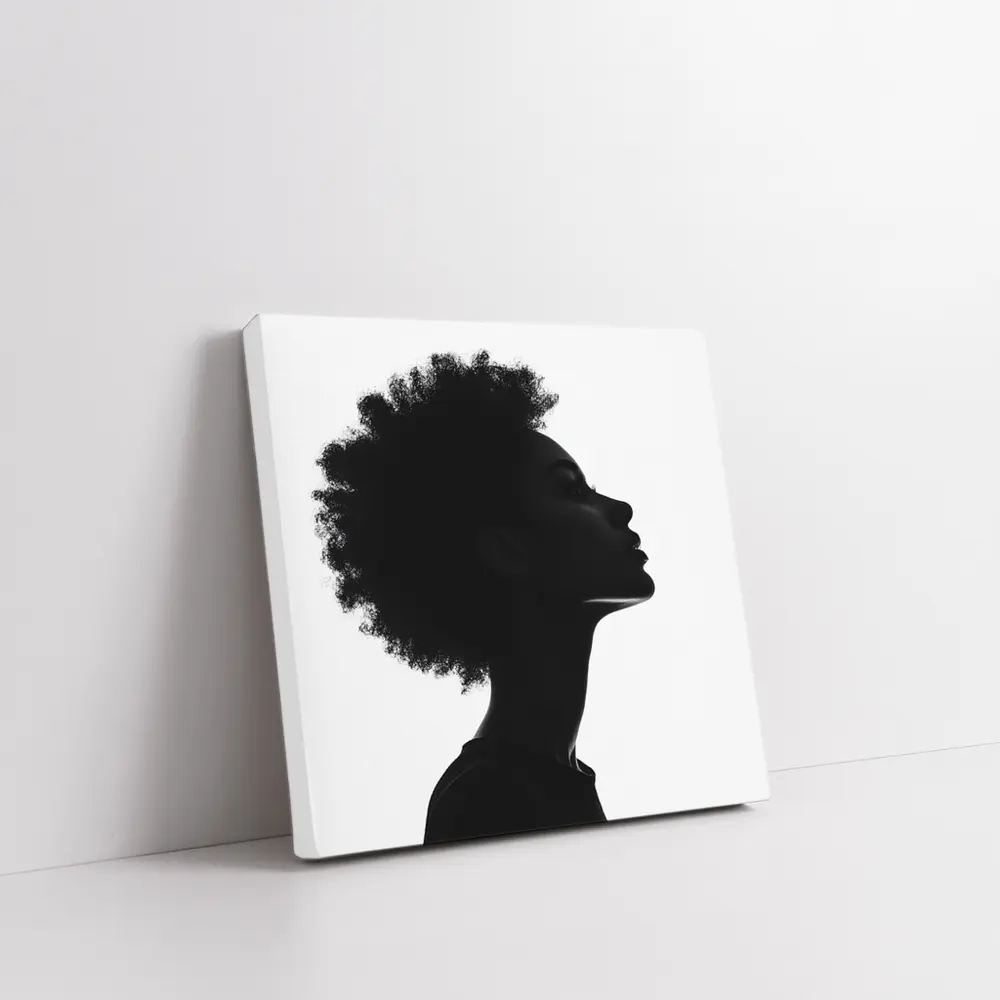 Black Silhouette Woman Profile Natural Hair – Wall Art