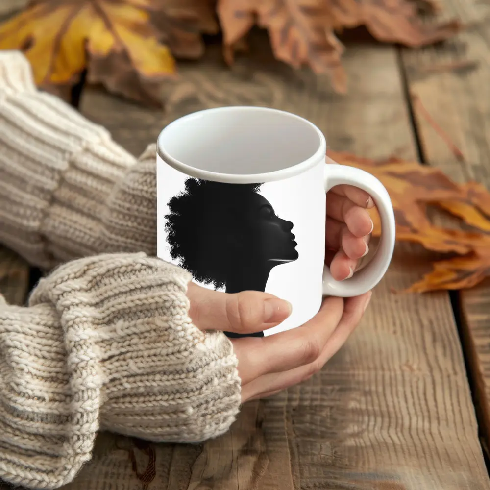 Black Silhouette Woman Profile Natural Hair – Mugs