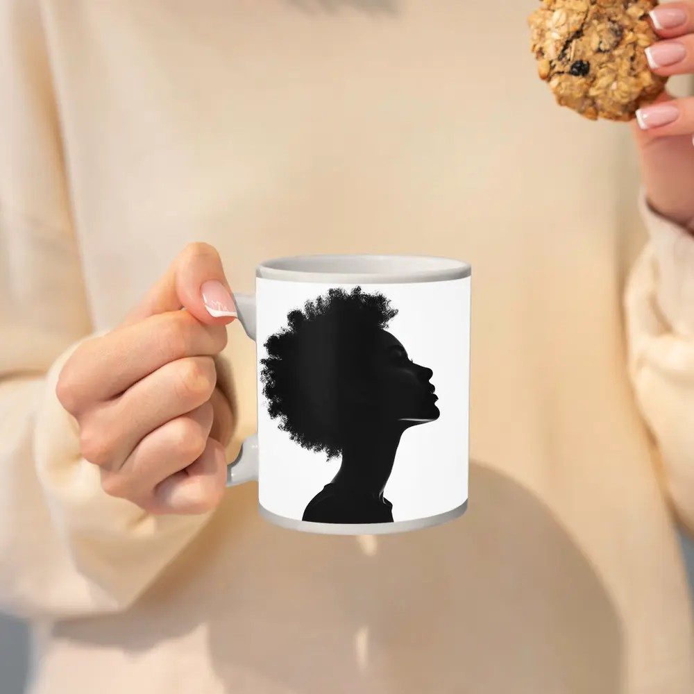 Black Silhouette Woman Profile Natural Hair – Mugs