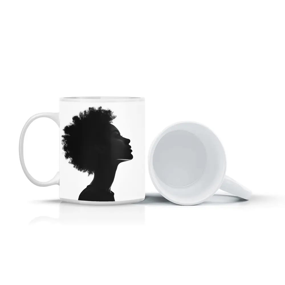 Black Silhouette Woman Profile Natural Hair – Mugs