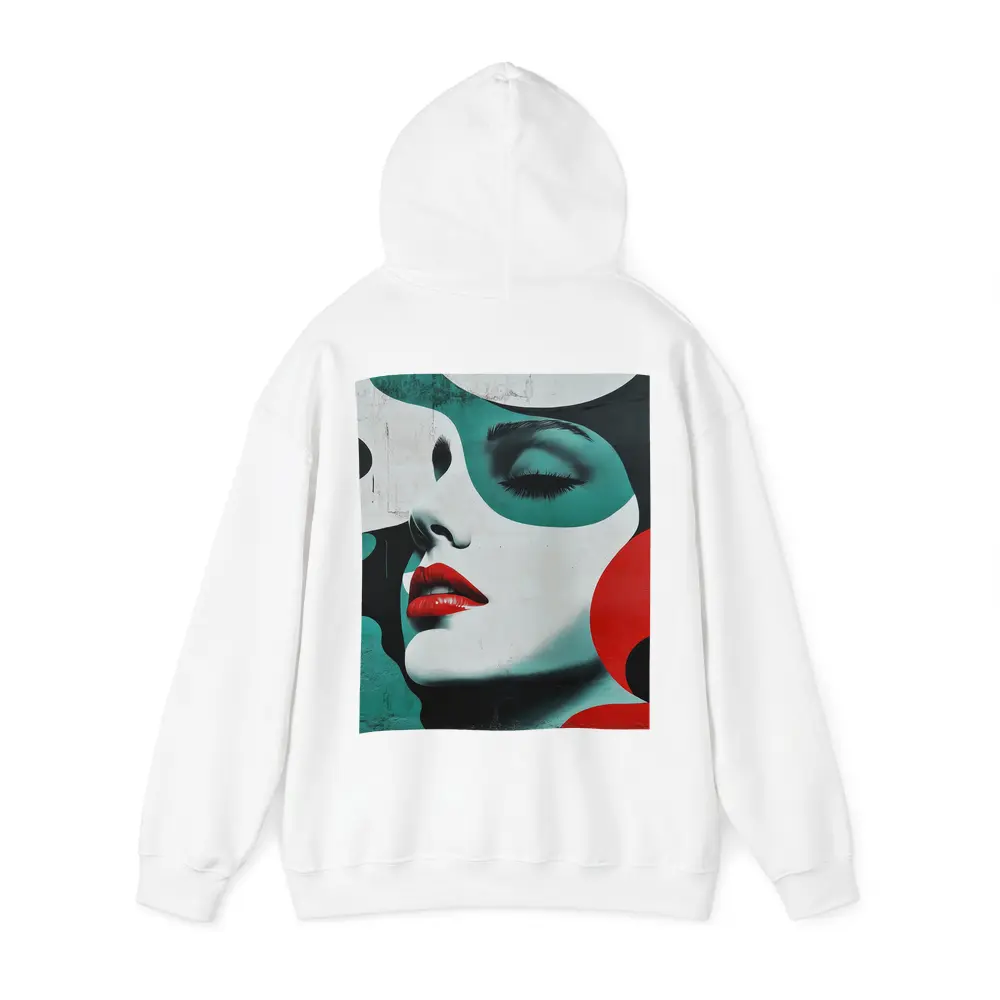 Pop Art Woman Face Red Lips Teal – Hoodies