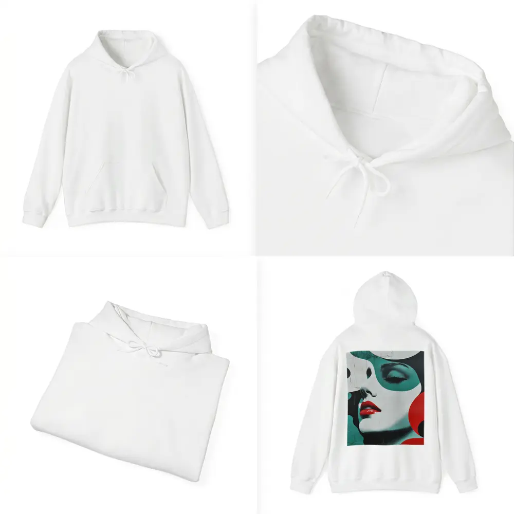 Pop Art Woman Face Red Lips Teal – Hoodies