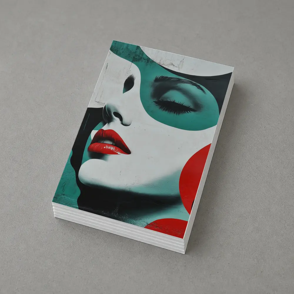 Pop Art Woman Face Red Lips Teal – Postcards