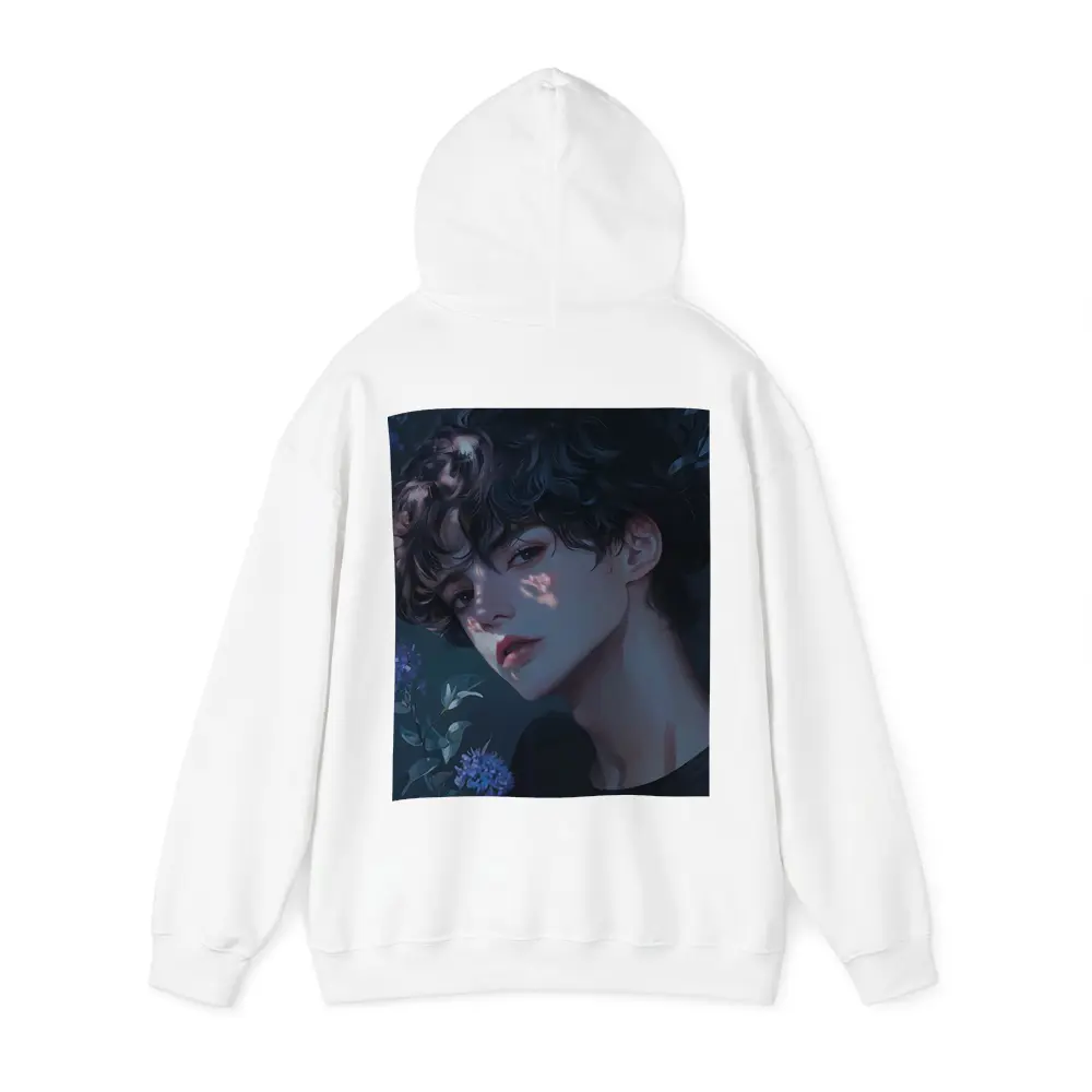 Anime Boy Dark Floral Blue Illustration – Hoodies