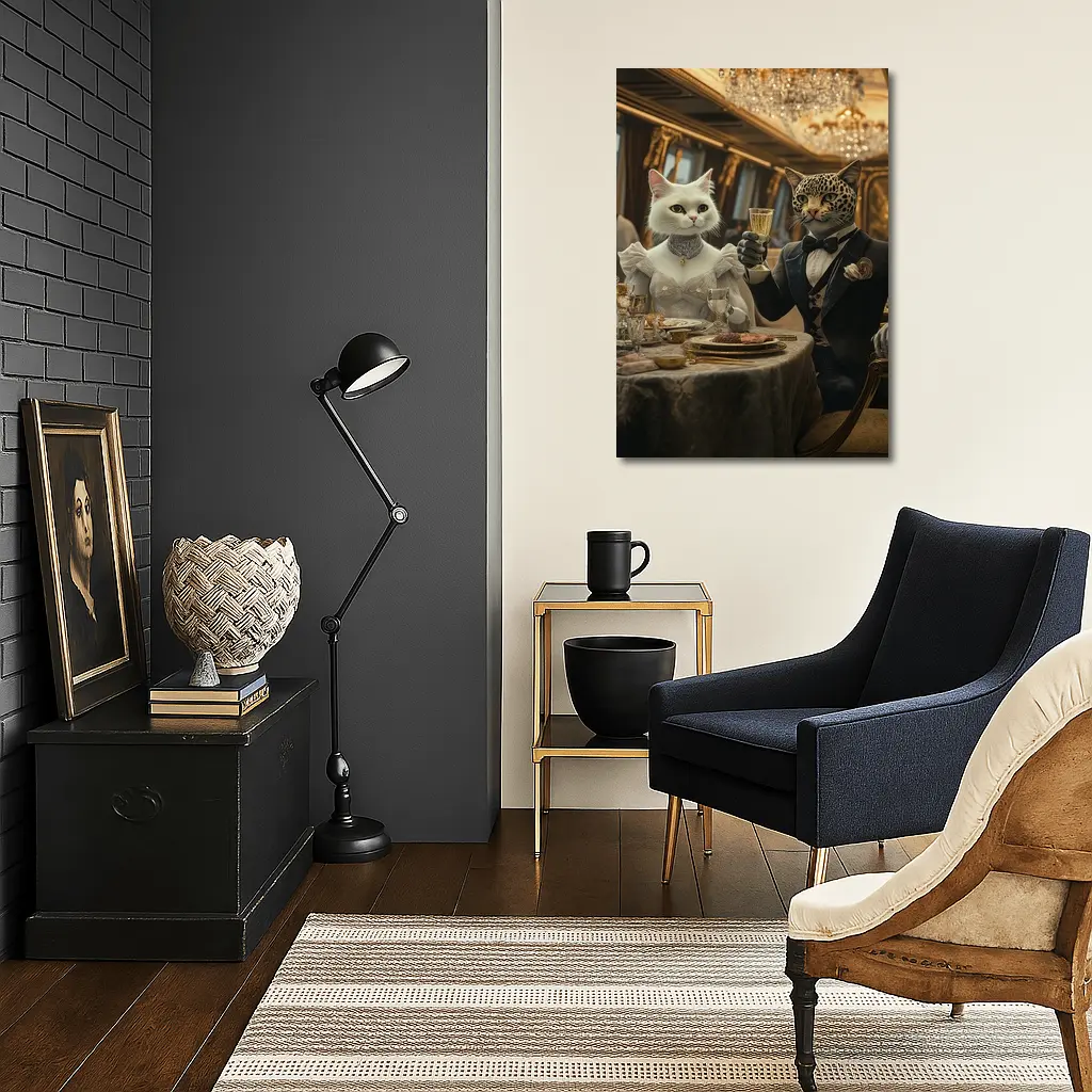 White Cat Leopard Fine Dining Luxury Interior – Wall Art