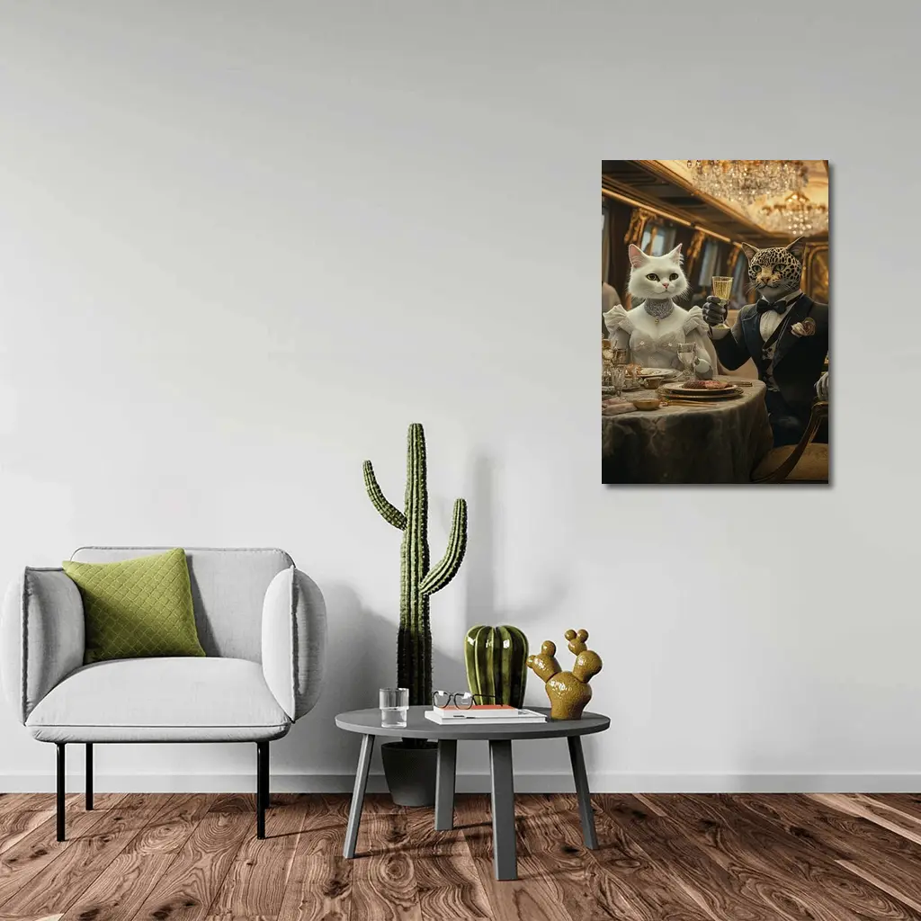 White Cat Leopard Fine Dining Luxury Interior – Wall Art