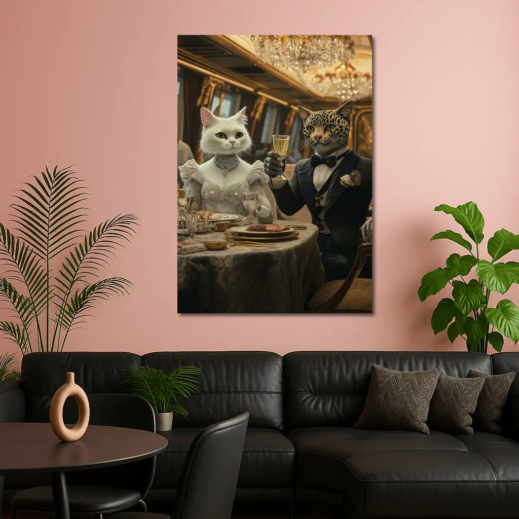 White Cat Leopard Fine Dining Luxury Interior – Wall Art