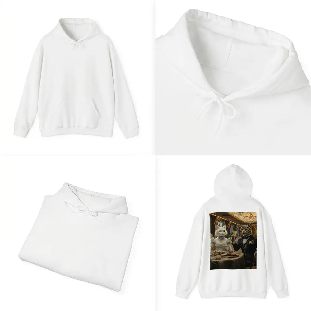 White Cat Leopard Fine Dining Luxury Interior – Hoodies