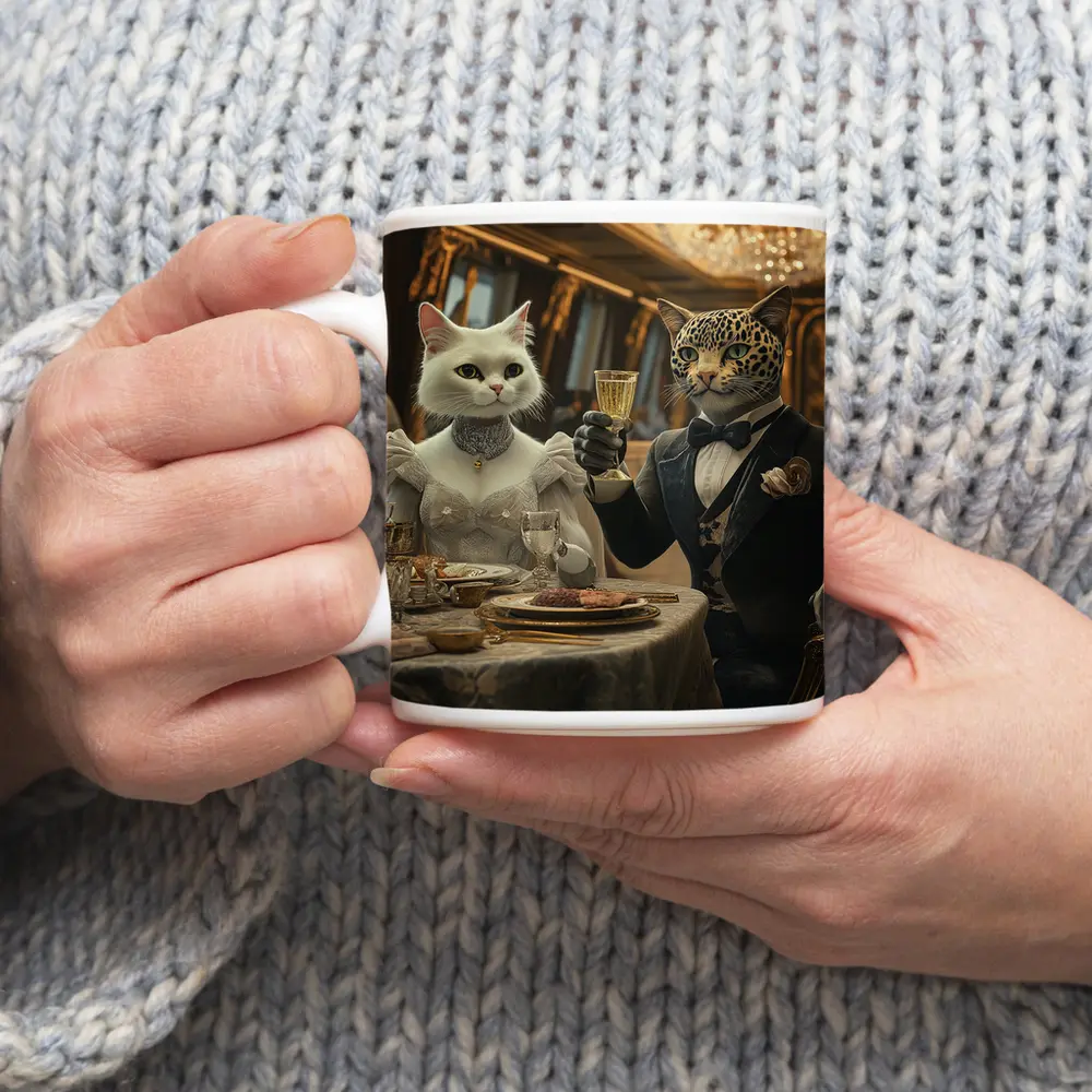 White Cat Leopard Fine Dining Luxury Interior – Mugs