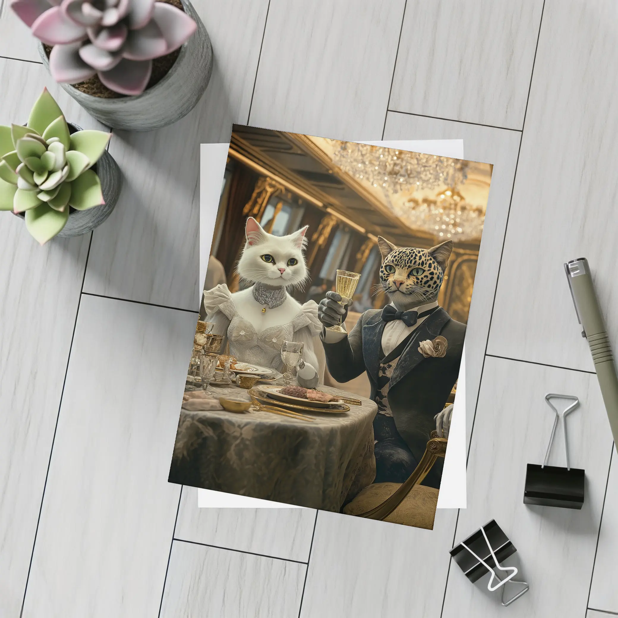 White Cat Leopard Fine Dining Luxury Interior – Postcards