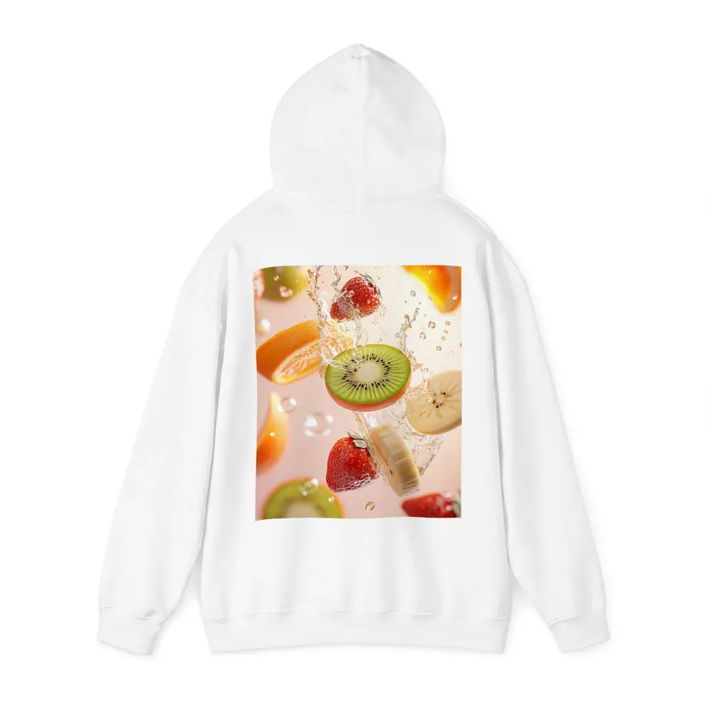 Fresh Fruits Splashing Water Pink Background – Hoodies
