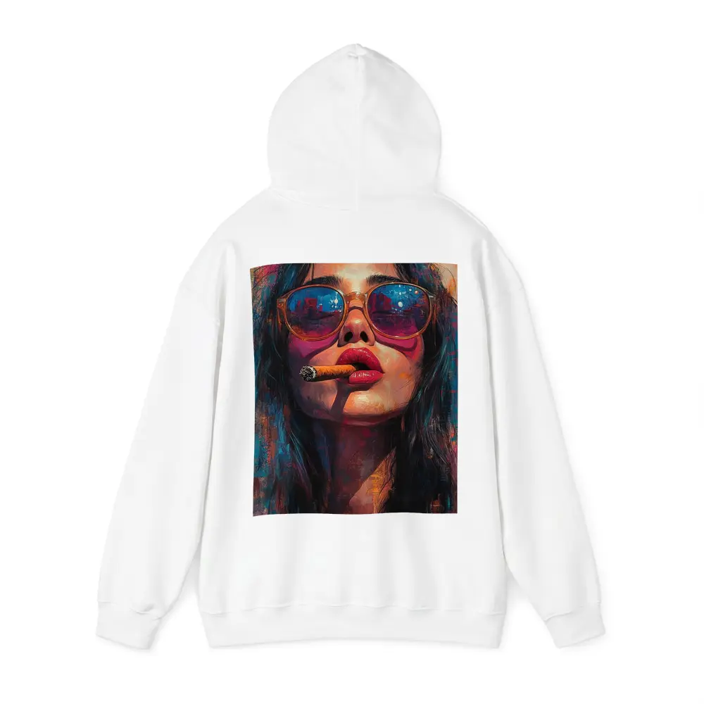 Woman With Cigar Sunglasses Colorful Oil Painting – Hoodies