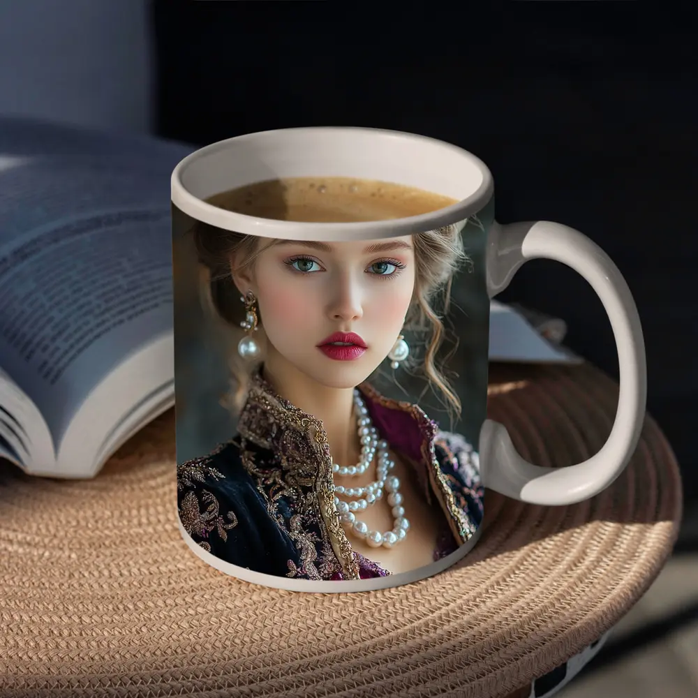 Young Queen Portrait with Ruby Crown – Mugs