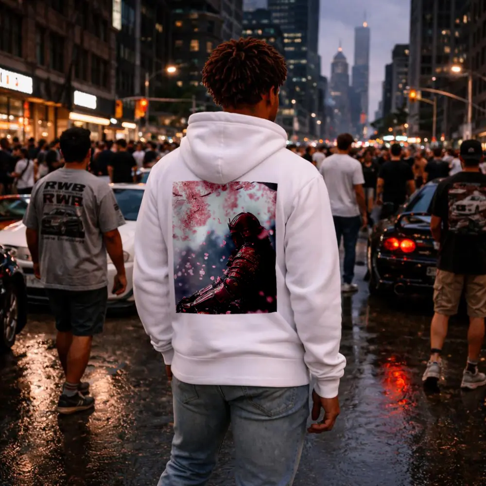 Red Samurai Armor Cherry Blossom Petals – Hoodies